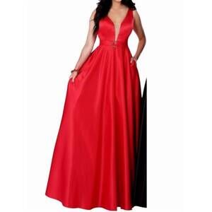 NEW KARISHMA CREATIONS satin prom dress in red